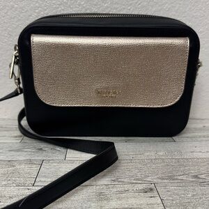 Kate Spade Black & Metallic Gold Camera/Crossbody Bag